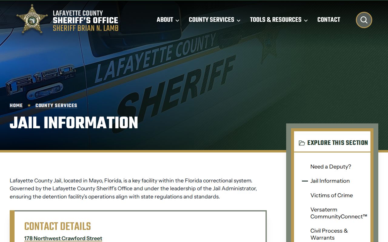 Lafayette County Jail recent arrest contact information